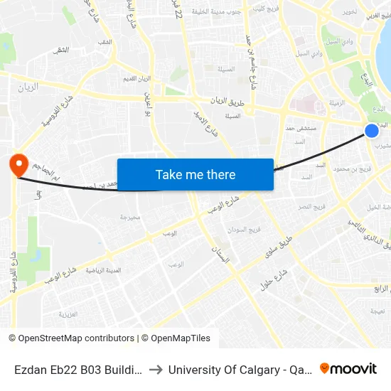 Ezdan Eb22 B03 Building to University of Calgary - Qatar map