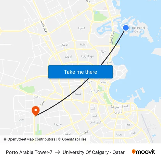 Porto Arabia Tower-7 to University of Calgary - Qatar map