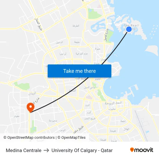 Medina Centrale to University of Calgary - Qatar map