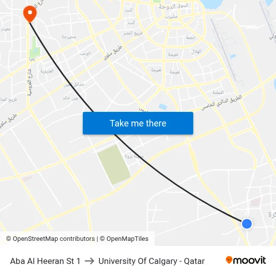 Aba Al Heeran Street 1 to University of Calgary - Qatar map