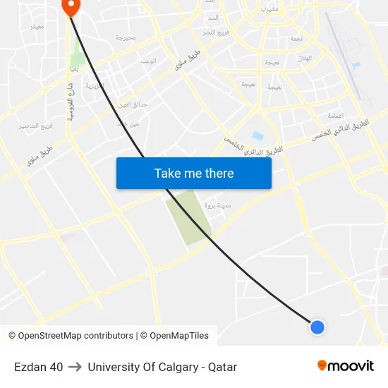 Ezdan 40 to University of Calgary - Qatar map