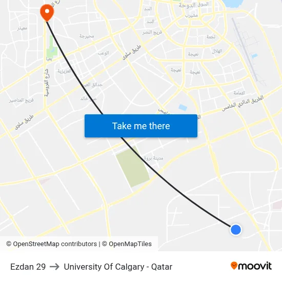 Ezdan 29 to University of Calgary - Qatar map