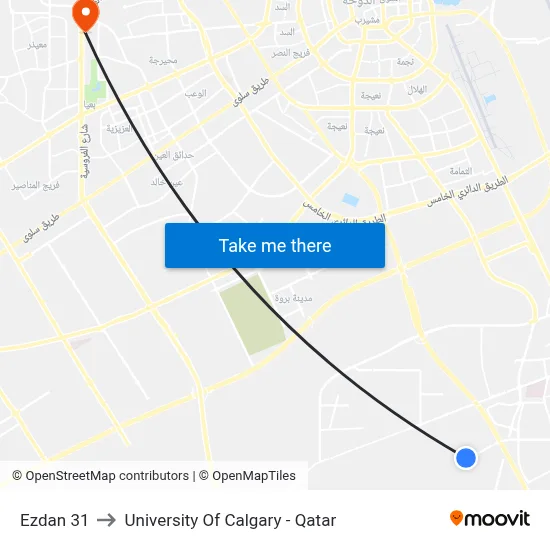 Ezdan 31 to University of Calgary - Qatar map