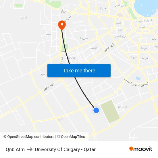 QNB ATM to University of Calgary - Qatar map