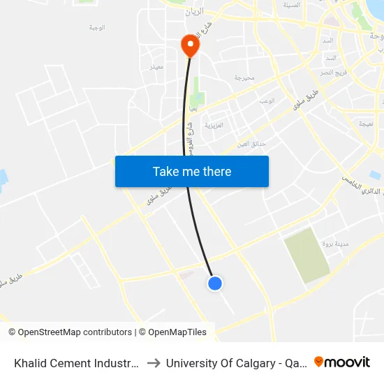 Khalid Cement Industries to University of Calgary - Qatar map