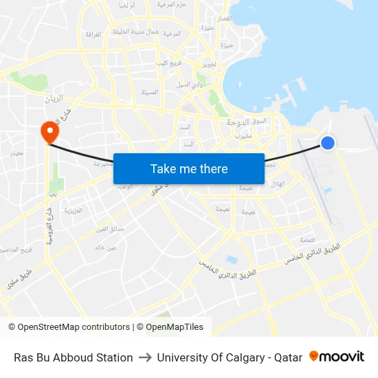 Ras Bu Abboud Station to University of Calgary - Qatar map