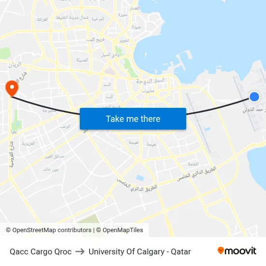 Qacc Cargo Qroc to University of Calgary - Qatar map