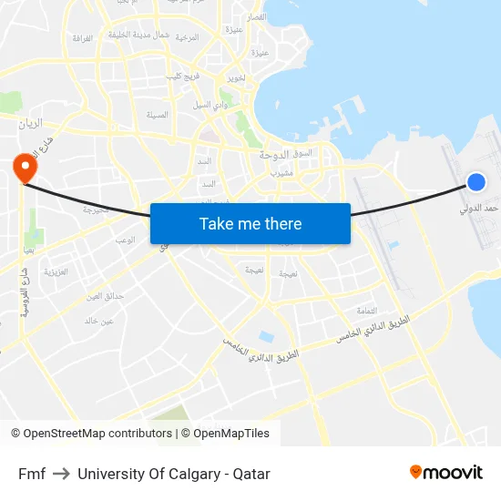 FMF to University of Calgary - Qatar map