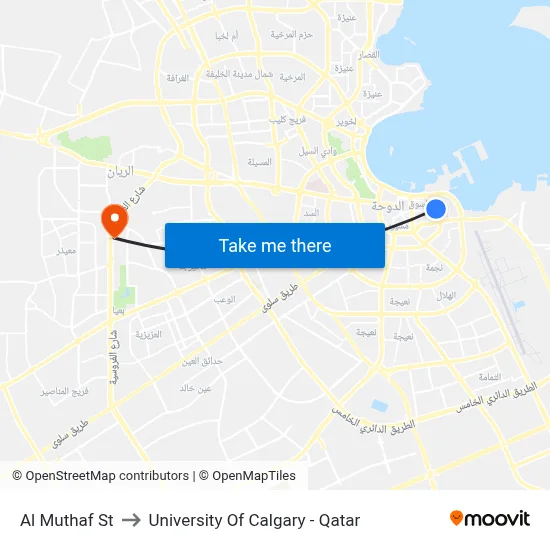 Al Muthaf Street to University of Calgary - Qatar map