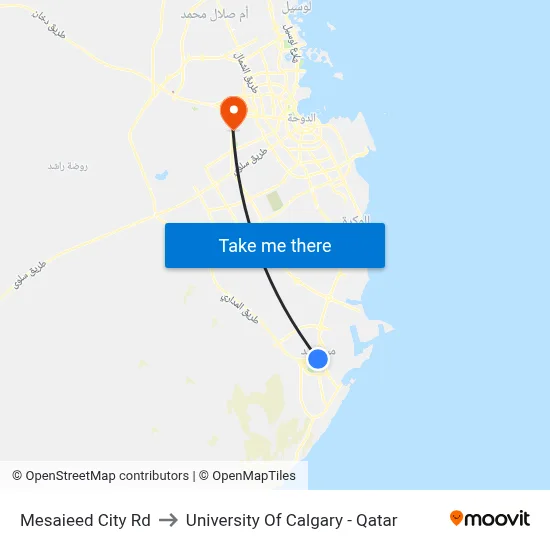 Mesaieed City Road to University of Calgary - Qatar map
