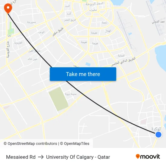 Mesaieed Rd to University of Calgary - Qatar map