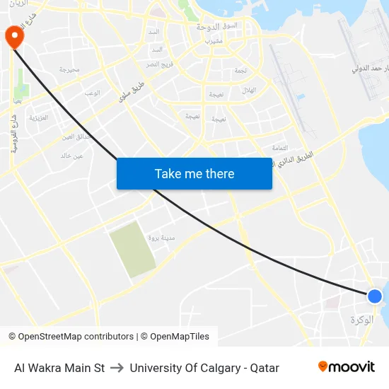 Al Wakra Main Street to University of Calgary - Qatar map