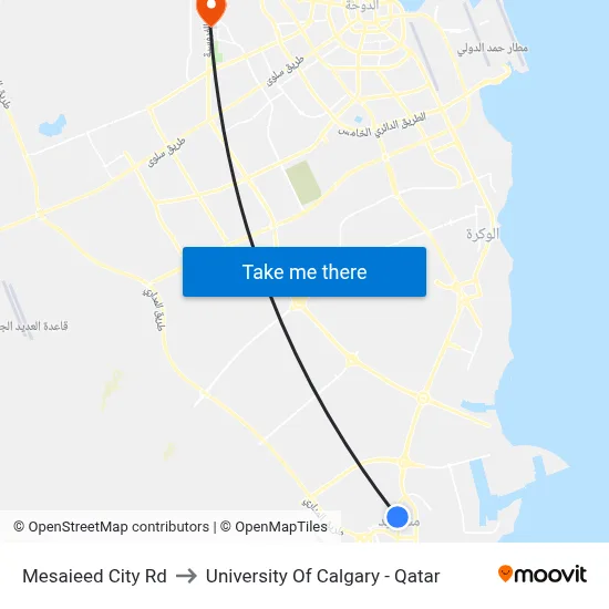 Mesaieed City Road to University of Calgary - Qatar map