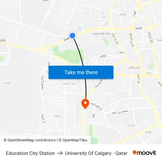 Education City Station to University of Calgary - Qatar map