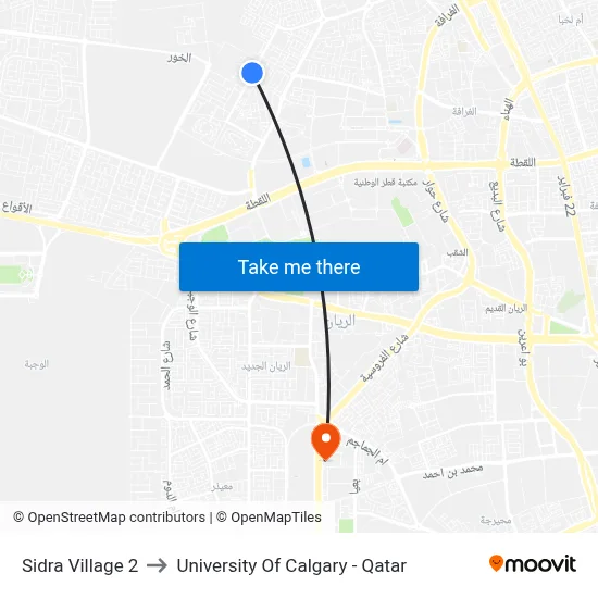 Sidra Village 2 to University of Calgary - Qatar map