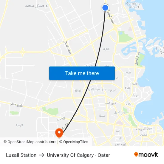 Lusail Station to University of Calgary - Qatar map