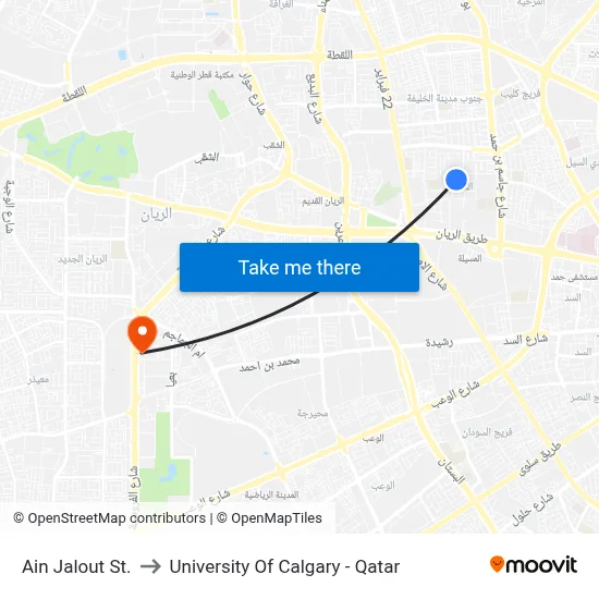 Ain Jalout St to University of Calgary - Qatar map