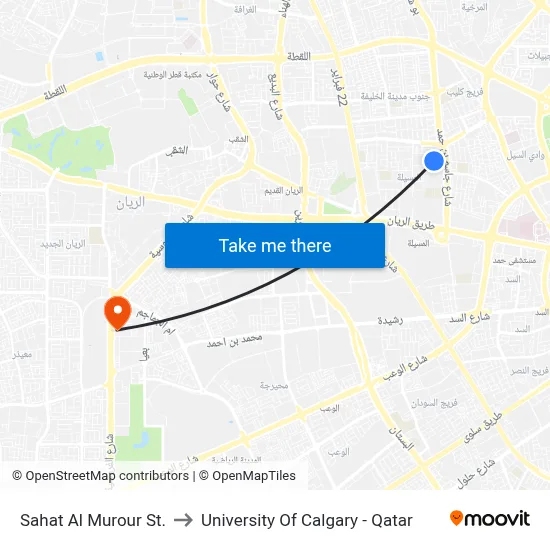 Murour Square Street to University of Calgary - Qatar map