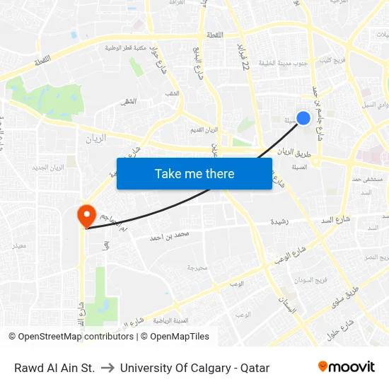 Rawd Al Ain St. to University of Calgary - Qatar map