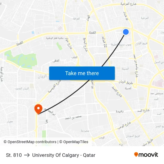 St. 810 to University of Calgary - Qatar map
