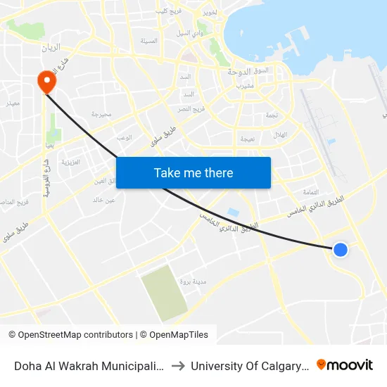 Doha Al Wakrah Municipality Stop 3 to University of Calgary - Qatar map
