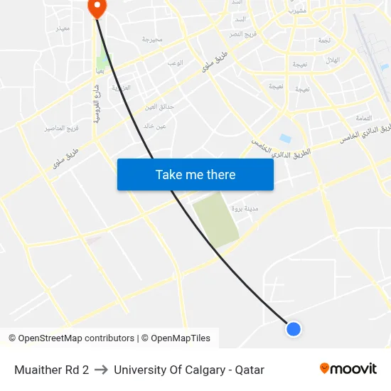 Muaither Rd 2 to University of Calgary - Qatar map