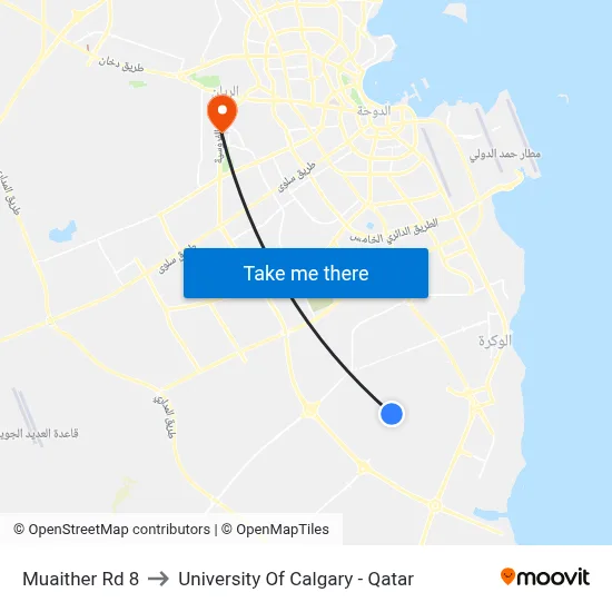 Muaither Rd 8 to University of Calgary - Qatar map