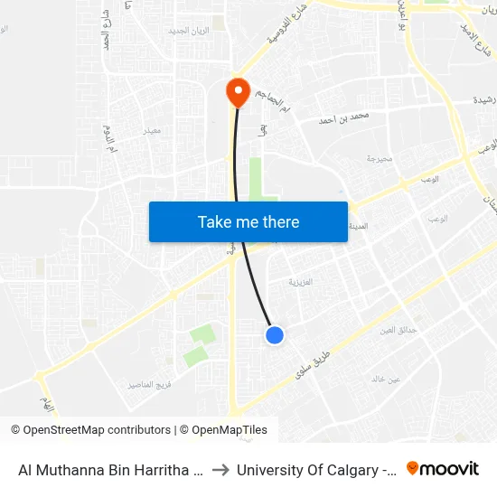 Al Muthanna Bin Harritha Stop B to University of Calgary - Qatar map