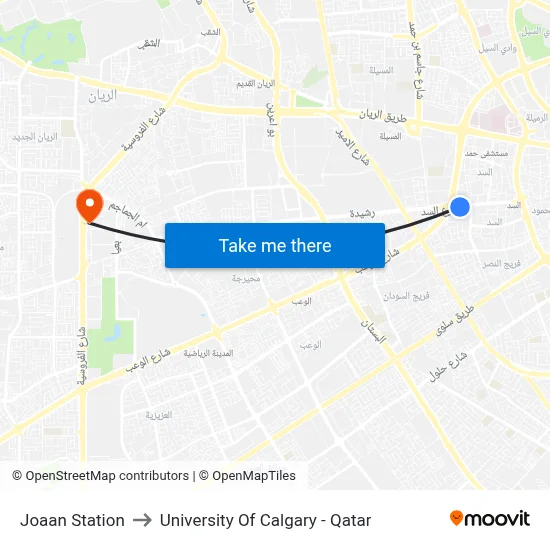 Joaan Station to University of Calgary - Qatar map