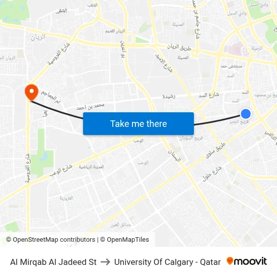 Al Mirqab Al Jadeed Street to University of Calgary - Qatar map