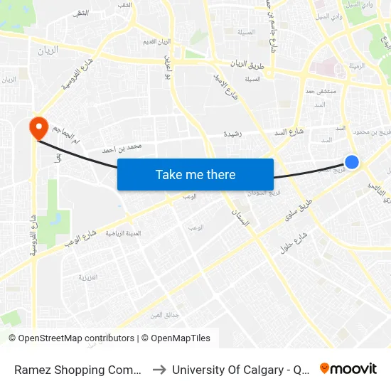 Ramez Shopping Complex to University of Calgary - Qatar map