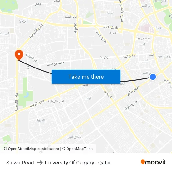 Salwa Road to University of Calgary - Qatar map
