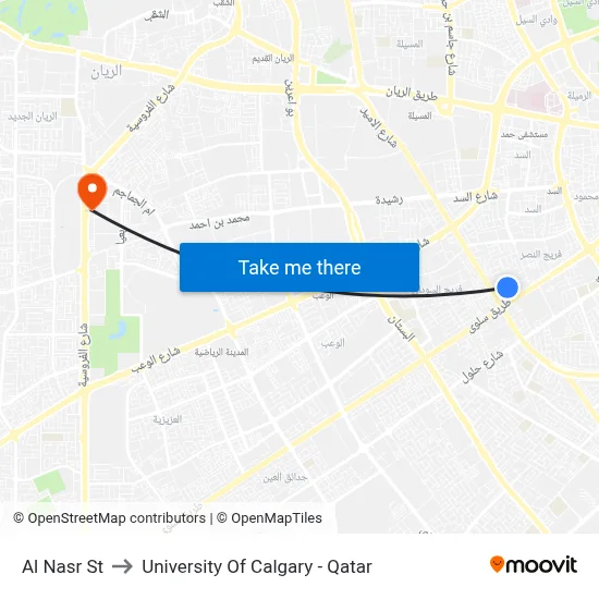 Al Nasr Street to University of Calgary - Qatar map