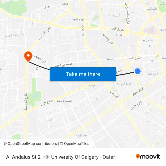 Al Andalus Street 2 to University of Calgary - Qatar map
