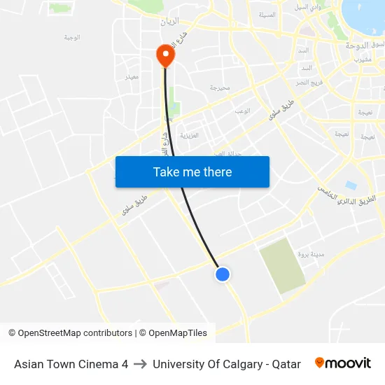 Asian Town Cinema 4 to University of Calgary - Qatar map