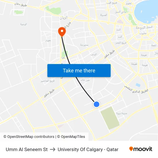 Umm Al Seneem Street to University of Calgary - Qatar map