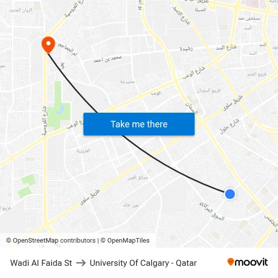 Wadi Al Faida Street to University of Calgary - Qatar map