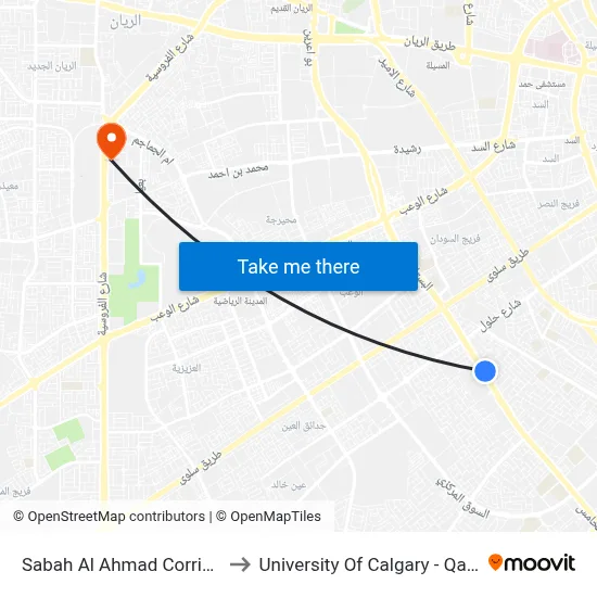 Sabah Al Ahmad Corridor to University of Calgary - Qatar map