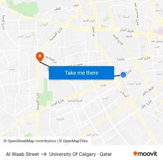 Al Waab Street to University of Calgary - Qatar map