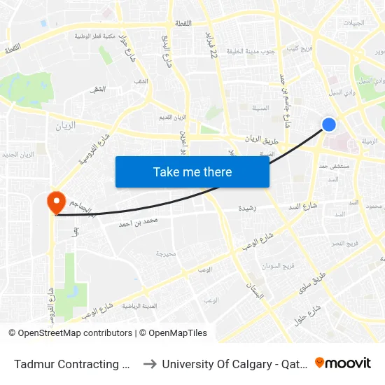 Tadmur Contracting WLL to University of Calgary - Qatar map