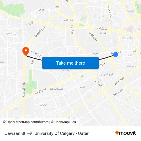 Jawaan St to University of Calgary - Qatar map