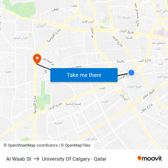 Al Waab Street to University of Calgary - Qatar map