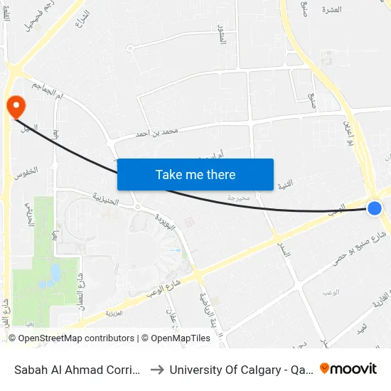 Sabah Al Ahmad Corridor to University of Calgary - Qatar map