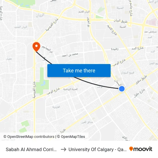 Sabah Al Ahmad Corridor to University of Calgary - Qatar map