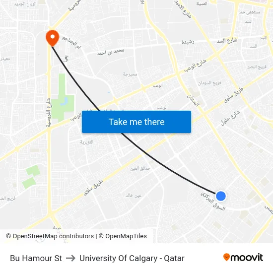 Bu Hamour Street to University of Calgary - Qatar map