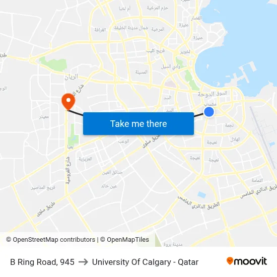 B Ring Road, 945 to University of Calgary - Qatar map