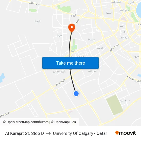 Al Karajat Street Stop D to University of Calgary - Qatar map