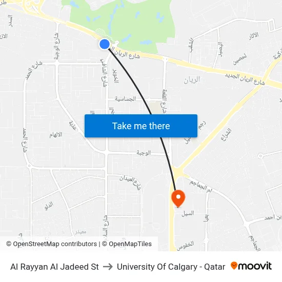 Al Rayyan Al Jadeed St to University of Calgary - Qatar map