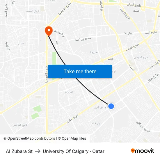 Al Zubara Street to University of Calgary - Qatar map