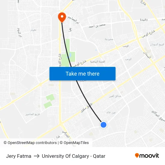 Jery Fatma to University of Calgary - Qatar map